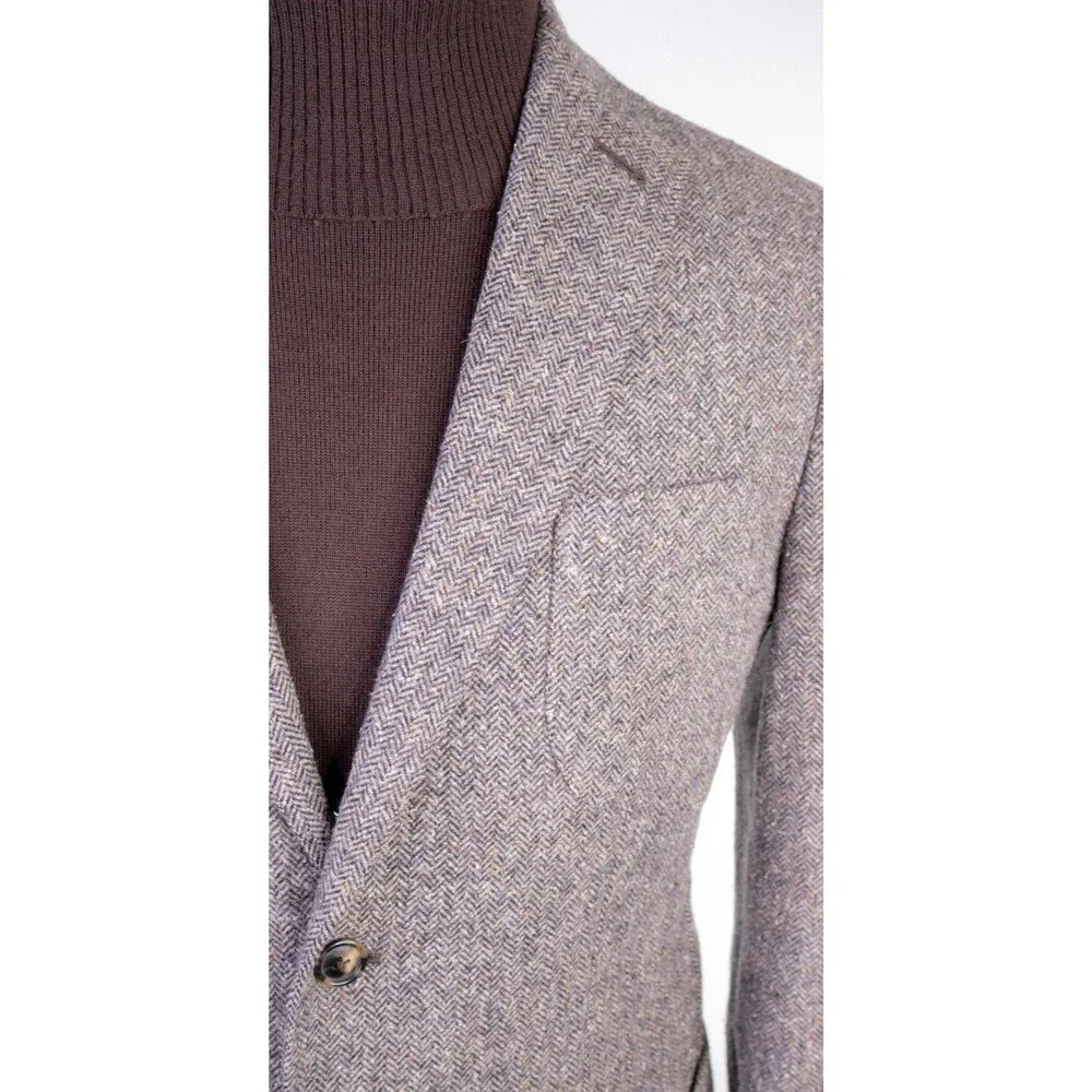 JKT New York Blazer Sport Coat 38R Herringbone Light Brown Two Button Jacket